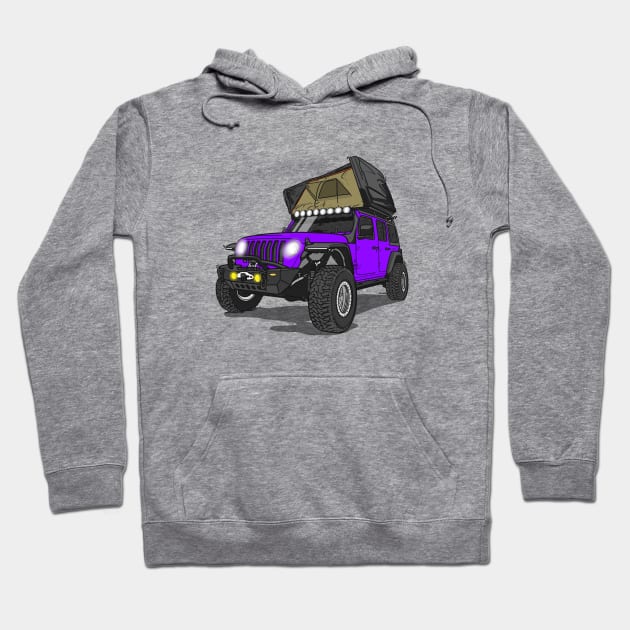 Jeep Wrangler Camp Time - Purple Jeep Hoodie by 4x4 Sketch